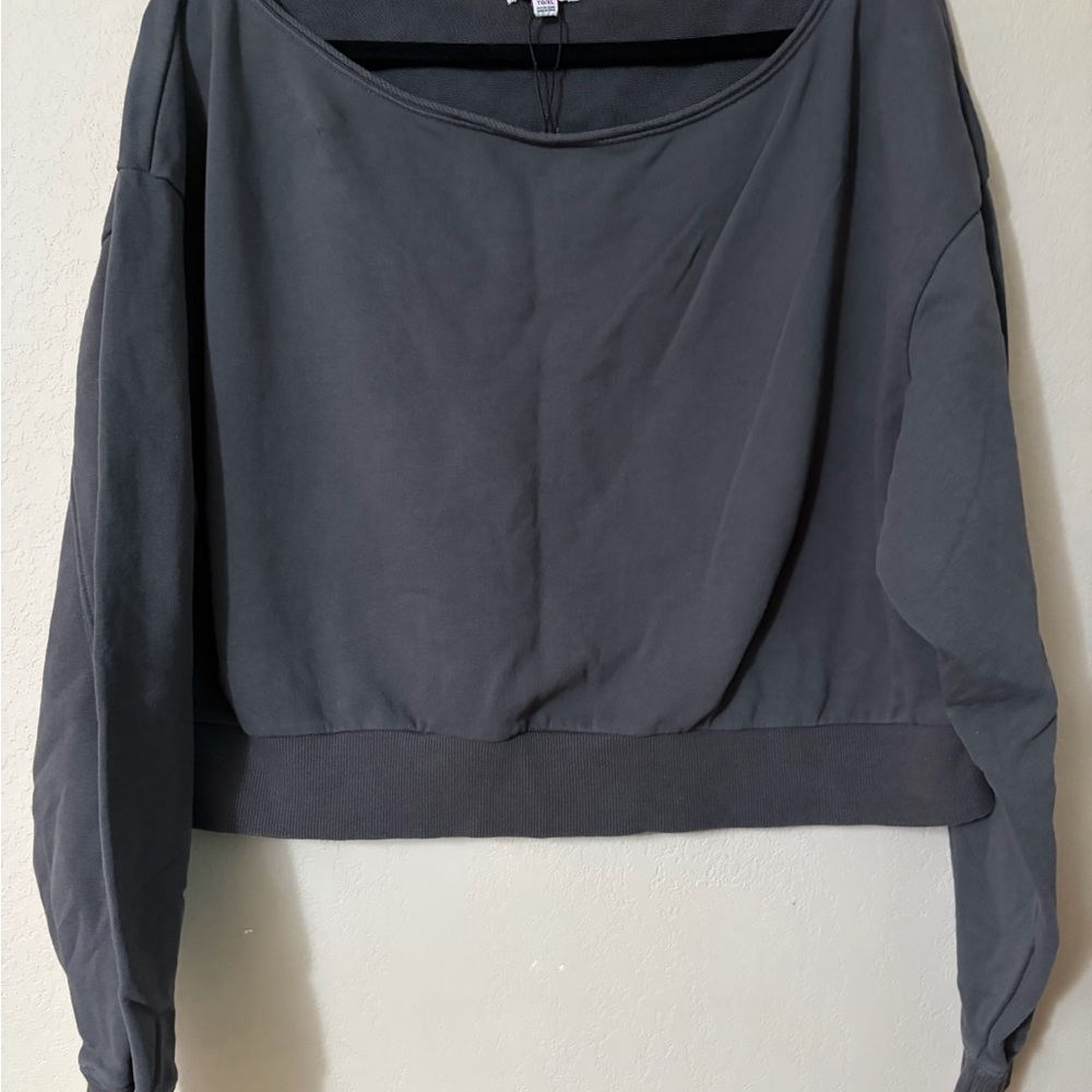 RARE Garage Charcoal‎ SoftTerry Off Shoulder Sweatshirt NWOT